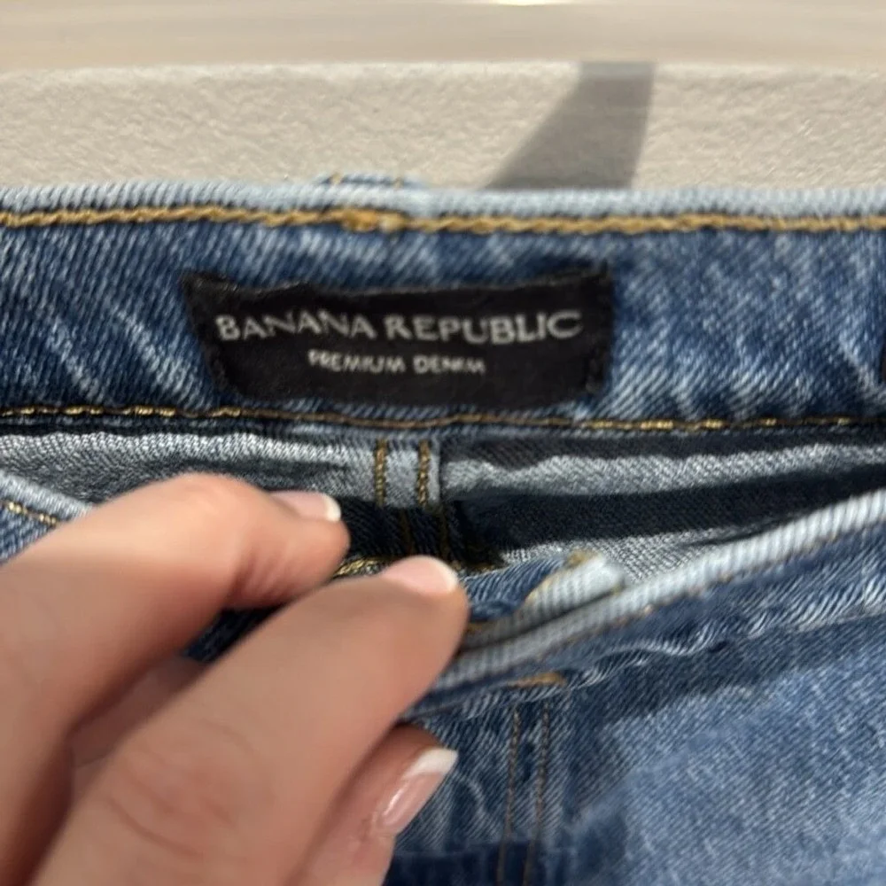 Banana‎ Republic Womens 35 Standard Mid Rise Denim Shorts Medium Wash Stretch